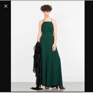 Zara Green Wide Leg Pants Jumpsuit